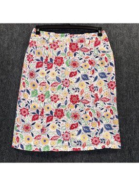 Appleseed Size 6 Women's Floral Cotton Spandex Blend Midi Length Skirt Teacher